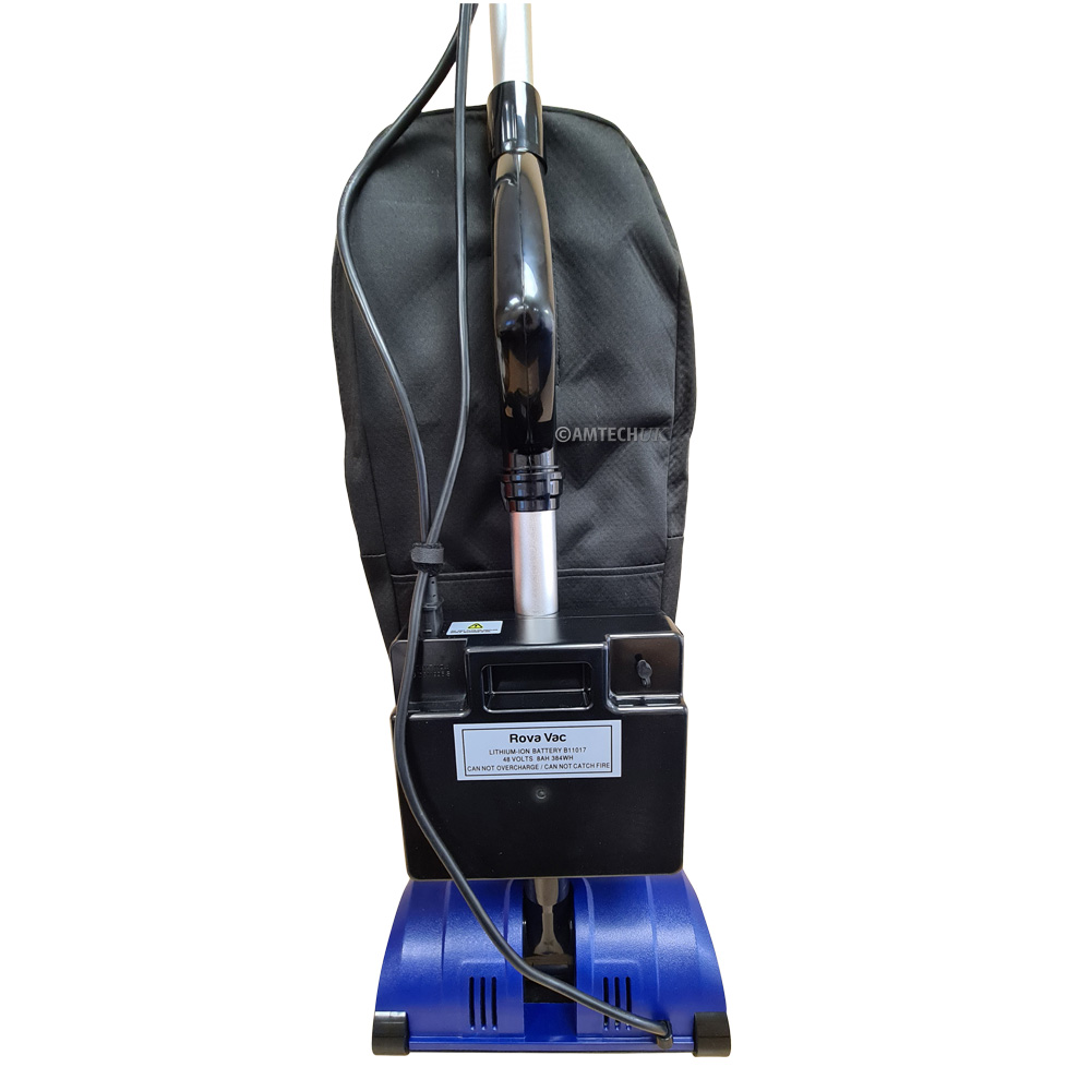 Rear view of the iVo upright battery powered rovavac vacuum cleaner.