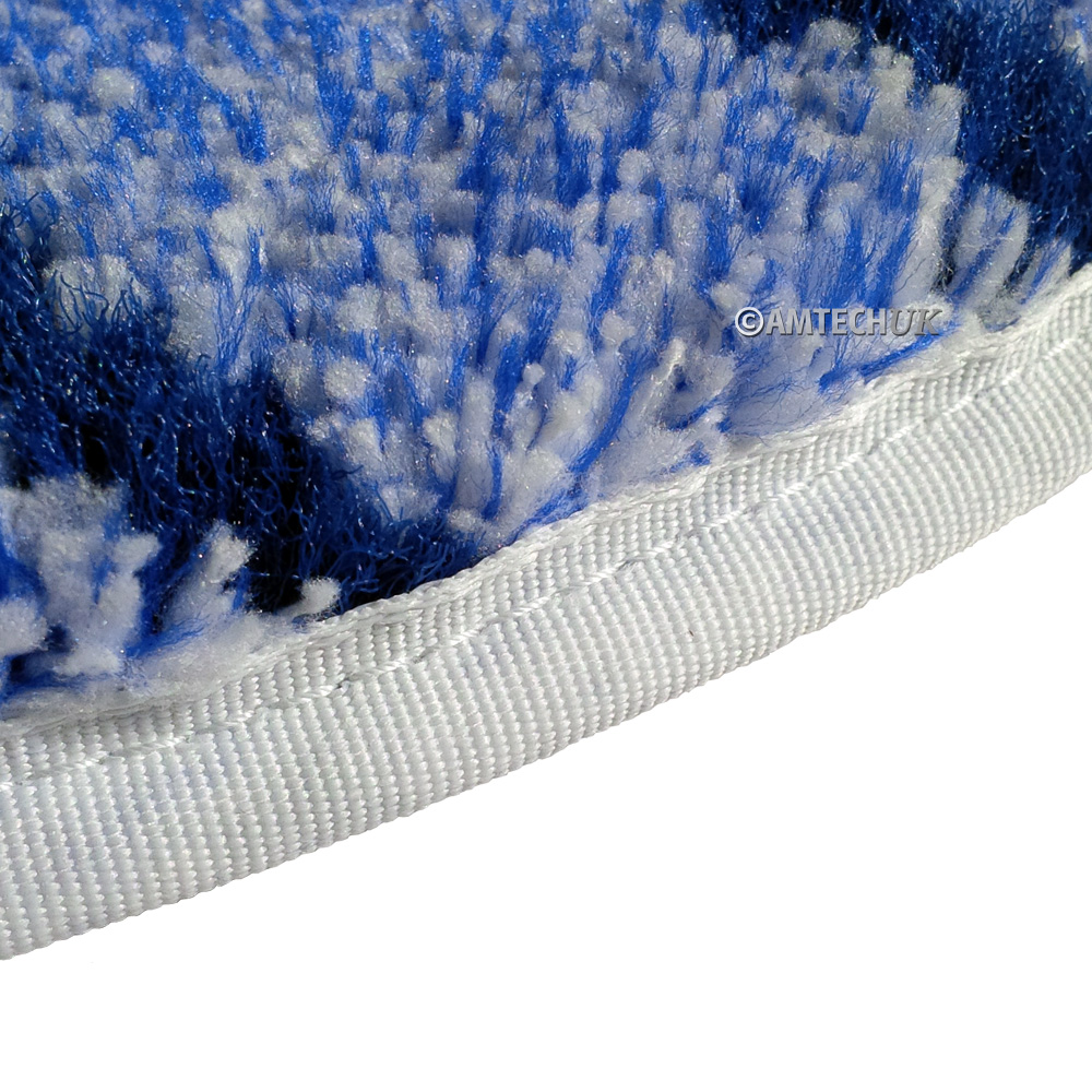 Jost microfiber blue melange carpet cleaning bonnet close up.