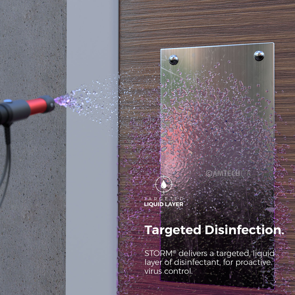 The MotorScrubber Storm delivers targeted touch point disinfection.