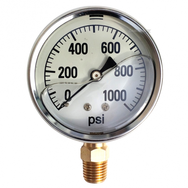 1000 PSI Pressure Gauge Bottom Mount