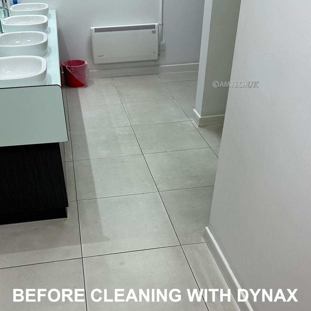 Tiled floor before cleaning with Dynax