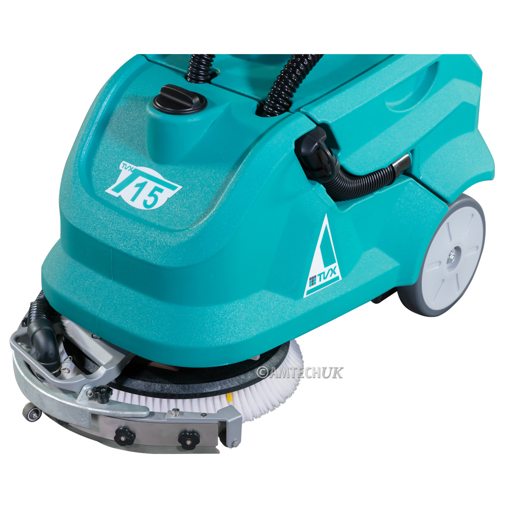 TVX T15B walk-behind scrubber dryer reversed front squeegee.
