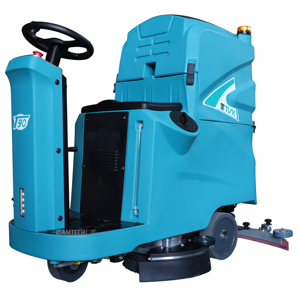 TVX T90-70R 90 litre ride on scrubber dryer side view.