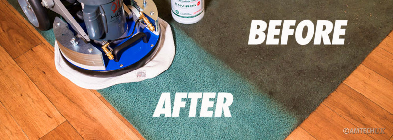 Environ HP Encapsulation Carpet Cleaner before and after cleaning.