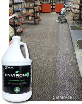 One pass cleaning carpet with Environ HP Encapsulation cleaner